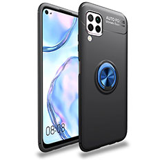 Coque Ultra Fine Silicone Souple Housse Etui avec Support Bague Anneau Aimante Magnetique T02 pour Huawei Nova 6 SE Bleu et Noir