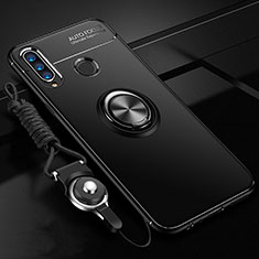 Coque Ultra Fine Silicone Souple Housse Etui avec Support Bague Anneau Aimante Magnetique T02 pour Huawei P30 Lite New Edition Noir