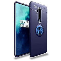 Coque Ultra Fine Silicone Souple Housse Etui avec Support Bague Anneau Aimante Magnetique T02 pour OnePlus 7T Pro Bleu