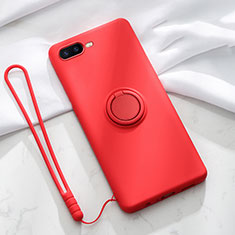 Coque Ultra Fine Silicone Souple Housse Etui avec Support Bague Anneau Aimante Magnetique T02 pour Oppo RX17 Neo Rouge