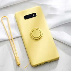 Coque Ultra Fine Silicone Souple Housse Etui avec Support Bague Anneau Aimante Magnetique T02 pour Samsung Galaxy S10e Jaune