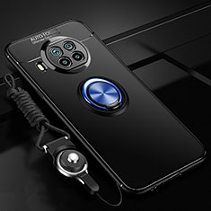 Coque Ultra Fine Silicone Souple Housse Etui avec Support Bague Anneau Aimante Magnetique T02 pour Xiaomi Mi 10i 5G Bleu et Noir