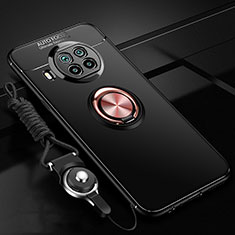 Coque Ultra Fine Silicone Souple Housse Etui avec Support Bague Anneau Aimante Magnetique T02 pour Xiaomi Mi 10i 5G Or et Noir