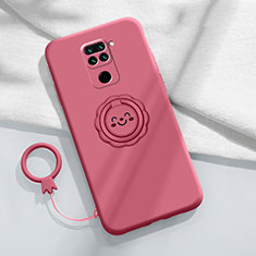 Coque Ultra Fine Silicone Souple Housse Etui avec Support Bague Anneau Aimante Magnetique T02 pour Xiaomi Redmi 10X 4G Vin Rouge