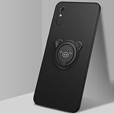 Coque Ultra Fine Silicone Souple Housse Etui avec Support Bague Anneau Aimante Magnetique T02 pour Xiaomi Redmi 9i Noir