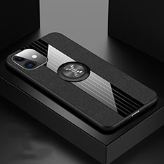 Coque Ultra Fine Silicone Souple Housse Etui avec Support Bague Anneau Aimante Magnetique T03 pour Apple iPhone 11 Noir