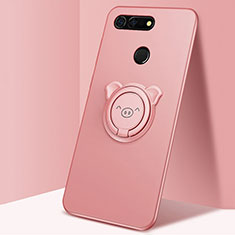 Coque Ultra Fine Silicone Souple Housse Etui avec Support Bague Anneau Aimante Magnetique T03 pour Huawei Honor View 20 Rose