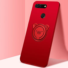 Coque Ultra Fine Silicone Souple Housse Etui avec Support Bague Anneau Aimante Magnetique T03 pour Huawei Honor View 20 Rouge