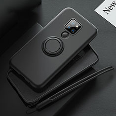 Coque Ultra Fine Silicone Souple Housse Etui avec Support Bague Anneau Aimante Magnetique T03 pour Huawei Mate 20 Noir