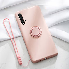 Coque Ultra Fine Silicone Souple Housse Etui avec Support Bague Anneau Aimante Magnetique T03 pour Huawei Nova 5 Rose