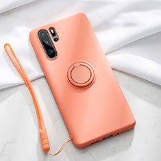 Coque Ultra Fine Silicone Souple Housse Etui avec Support Bague Anneau Aimante Magnetique T03 pour Huawei P30 Pro New Edition Orange