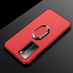 Coque Ultra Fine Silicone Souple Housse Etui avec Support Bague Anneau Aimante Magnetique T03 pour Huawei P40 Pro Rouge