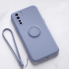 Coque Ultra Fine Silicone Souple Housse Etui avec Support Bague Anneau Aimante Magnetique T03 pour Oppo A91 Gris