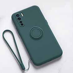 Coque Ultra Fine Silicone Souple Housse Etui avec Support Bague Anneau Aimante Magnetique T03 pour Oppo A91 Vert