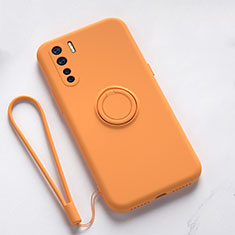 Coque Ultra Fine Silicone Souple Housse Etui avec Support Bague Anneau Aimante Magnetique T03 pour Oppo F15 Orange