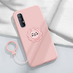 Coque Ultra Fine Silicone Souple Housse Etui avec Support Bague Anneau Aimante Magnetique T03 pour Oppo Reno3 Pro Rose