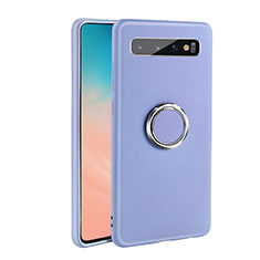 Coque Ultra Fine Silicone Souple Housse Etui avec Support Bague Anneau Aimante Magnetique T03 pour Samsung Galaxy S10 5G Violet