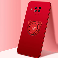 Coque Ultra Fine Silicone Souple Housse Etui avec Support Bague Anneau Aimante Magnetique T03 pour Xiaomi Mi 10i 5G Rouge