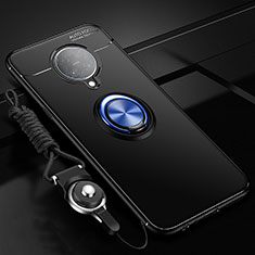 Coque Ultra Fine Silicone Souple Housse Etui avec Support Bague Anneau Aimante Magnetique T03 pour Xiaomi Poco F2 Pro Bleu et Noir