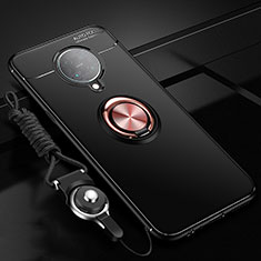 Coque Ultra Fine Silicone Souple Housse Etui avec Support Bague Anneau Aimante Magnetique T03 pour Xiaomi Poco F2 Pro Or et Noir