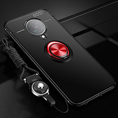 Coque Ultra Fine Silicone Souple Housse Etui avec Support Bague Anneau Aimante Magnetique T03 pour Xiaomi Poco F2 Pro Rouge et Noir