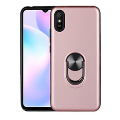 Coque Ultra Fine Silicone Souple Housse Etui avec Support Bague Anneau Aimante Magnetique T03 pour Xiaomi Redmi 9i Or Rose