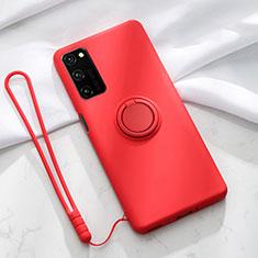 Coque Ultra Fine Silicone Souple Housse Etui avec Support Bague Anneau Aimante Magnetique T04 pour Huawei Honor View 30 Pro 5G Rouge