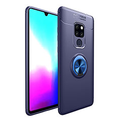 Coque Ultra Fine Silicone Souple Housse Etui avec Support Bague Anneau Aimante Magnetique T04 pour Huawei Mate 20 X 5G Bleu