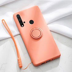 Coque Ultra Fine Silicone Souple Housse Etui avec Support Bague Anneau Aimante Magnetique T04 pour Huawei Nova 5i Orange