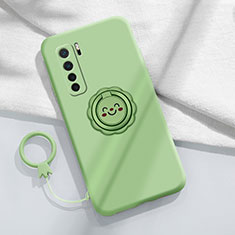 Coque Ultra Fine Silicone Souple Housse Etui avec Support Bague Anneau Aimante Magnetique T04 pour Huawei Nova 7 SE 5G Cyan