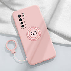 Coque Ultra Fine Silicone Souple Housse Etui avec Support Bague Anneau Aimante Magnetique T04 pour Huawei Nova 7 SE 5G Rose