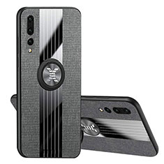 Coque Ultra Fine Silicone Souple Housse Etui avec Support Bague Anneau Aimante Magnetique T04 pour Huawei P20 Pro Noir