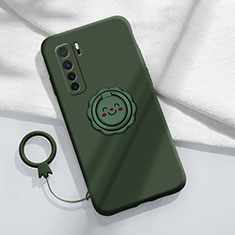 Coque Ultra Fine Silicone Souple Housse Etui avec Support Bague Anneau Aimante Magnetique T04 pour Huawei P40 Lite 5G Vert