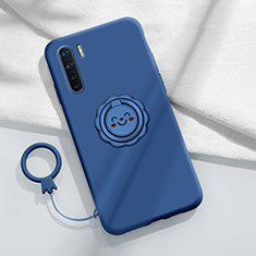 Coque Ultra Fine Silicone Souple Housse Etui avec Support Bague Anneau Aimante Magnetique T04 pour Oppo K7 5G Bleu