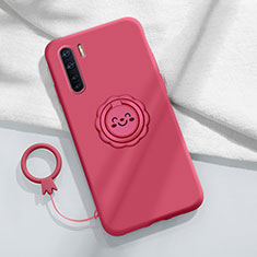 Coque Ultra Fine Silicone Souple Housse Etui avec Support Bague Anneau Aimante Magnetique T04 pour Oppo K7 5G Vin Rouge