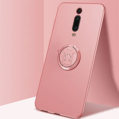 Coque Ultra Fine Silicone Souple Housse Etui avec Support Bague Anneau Aimante Magnetique T04 pour Xiaomi Mi 9T Pro Rose