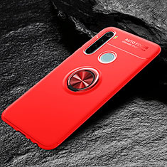 Coque Ultra Fine Silicone Souple Housse Etui avec Support Bague Anneau Aimante Magnetique T04 pour Xiaomi Redmi Note 8 (2021) Rouge