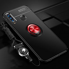 Coque Ultra Fine Silicone Souple Housse Etui avec Support Bague Anneau Aimante Magnetique T05 pour Huawei Honor 10i Rouge et Noir