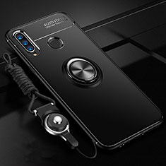 Coque Ultra Fine Silicone Souple Housse Etui avec Support Bague Anneau Aimante Magnetique T05 pour Huawei Honor 20 Lite Noir