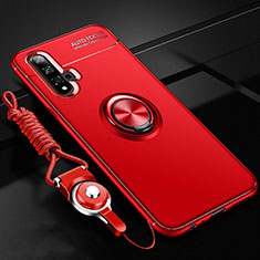 Coque Ultra Fine Silicone Souple Housse Etui avec Support Bague Anneau Aimante Magnetique T05 pour Huawei Nova 5 Rouge