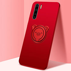 Coque Ultra Fine Silicone Souple Housse Etui avec Support Bague Anneau Aimante Magnetique T05 pour Oppo K7 5G Rouge