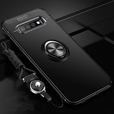 Coque Ultra Fine Silicone Souple Housse Etui avec Support Bague Anneau Aimante Magnetique T05 pour Samsung Galaxy S10 Plus Noir