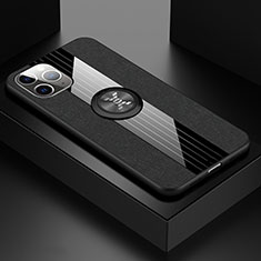 Coque Ultra Fine Silicone Souple Housse Etui avec Support Bague Anneau Aimante Magnetique T06 pour Apple iPhone 11 Pro Max Noir