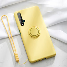 Coque Ultra Fine Silicone Souple Housse Etui avec Support Bague Anneau Aimante Magnetique T06 pour Huawei Honor 20S Jaune