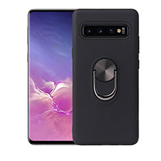 Coque Ultra Fine Silicone Souple Housse Etui avec Support Bague Anneau Aimante Magnetique T07 pour Samsung Galaxy S10 Noir