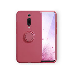 Coque Ultra Fine Silicone Souple Housse Etui avec Support Bague Anneau Aimante Magnetique T07 pour Xiaomi Redmi K20 Rouge