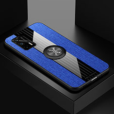 Coque Ultra Fine Silicone Souple Housse Etui avec Support Bague Anneau Aimante Magnetique X01L pour Realme GT 5G Bleu