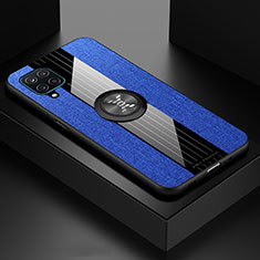 Coque Ultra Fine Silicone Souple Housse Etui avec Support Bague Anneau Aimante Magnetique X01L pour Samsung Galaxy A12 5G Bleu