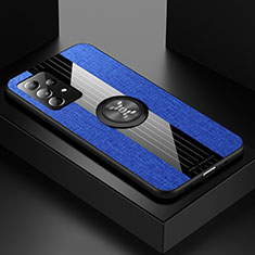 Coque Ultra Fine Silicone Souple Housse Etui avec Support Bague Anneau Aimante Magnetique X01L pour Samsung Galaxy A52s 5G Bleu