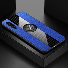 Coque Ultra Fine Silicone Souple Housse Etui avec Support Bague Anneau Aimante Magnetique X01L pour Samsung Galaxy A90 5G Bleu